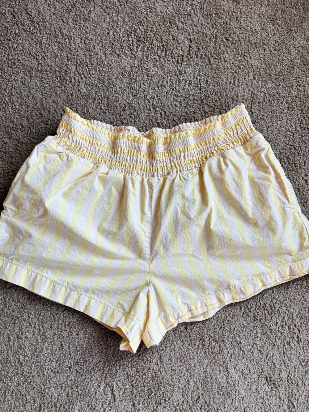 A New Day 100% Cotton Yellow and Cream Striped Shorts